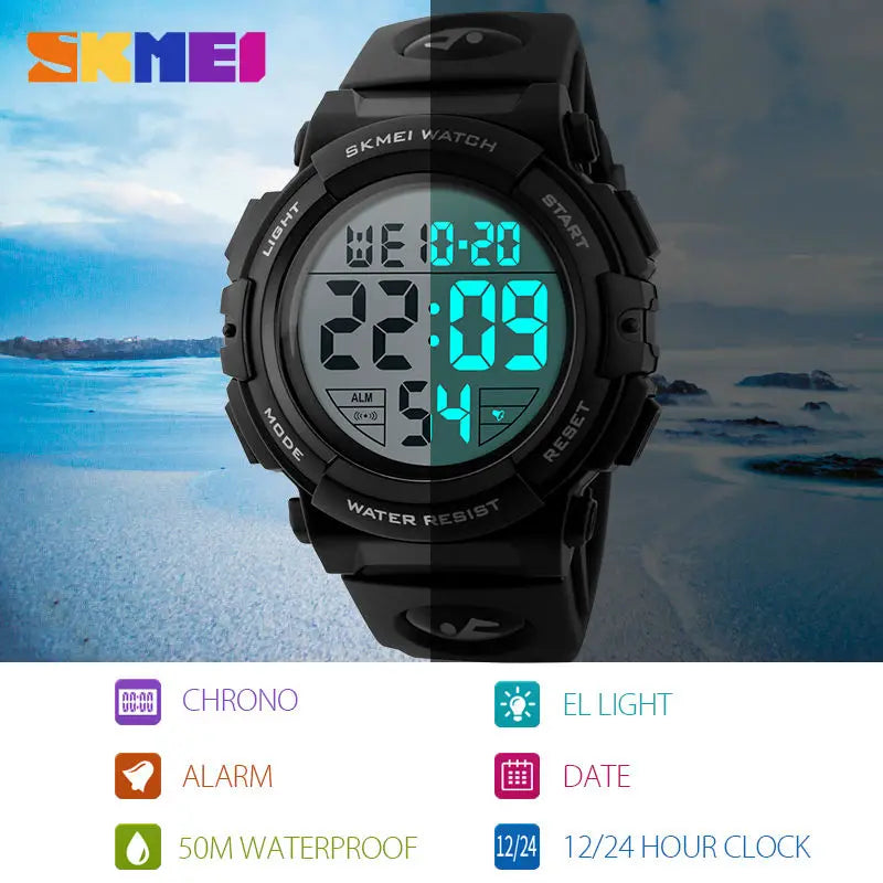 Sport Watch Men Multifunction Watches Military 5Bar Waterproof Digital Watch Relogio Masculino 1258