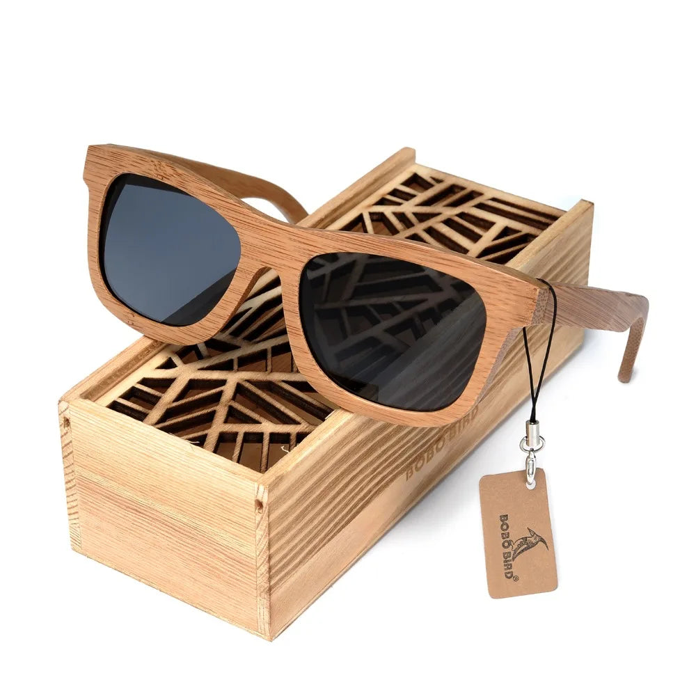 Men Sunglasses Ladies Polarized UV Protection Eyewear Women Bamboo Sun Glasses lunettes femmes solaire