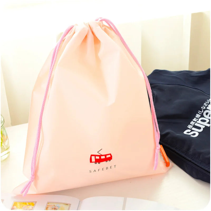 1pc Cartoon Drawstring Pouch Travel Storage Bag Portable Clothes Storage Finishing Luggage Bags Waterproof Clothing Bag Shoe Bag