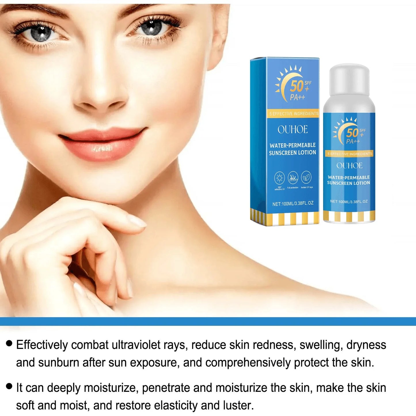 Anti Sun Sunscreen Spray SPF50+ UV Solar Protector Waterproof Facial Body Sunblock Moisturizing Refresh Lasting Cream Skin Care