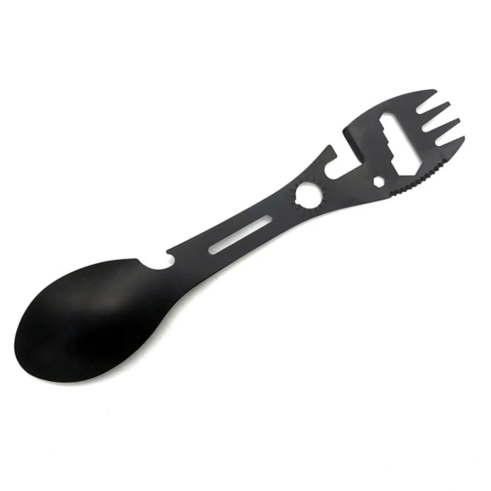 Camping Spork Multitool Spoon and Fork Combination Includes Bottle Opener and Can Opener Essential Camping Gear