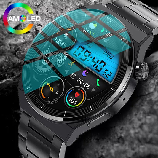 Huawei Xiaomi NFC Smart Watch Men GT3 Pro AMOLED 390*390 HD Screen Heart Rate Bluetooth Call IP68 Waterproof SmartWatch 2024