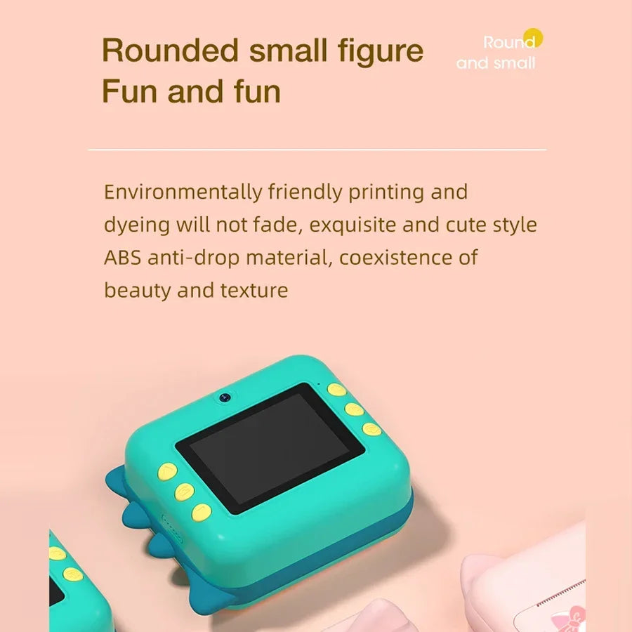 Instant Print Children's Cameras Dinosaurs Digital Camera Photo Toys Kids Camera Video Front And Rear Dual Camera Children Toy