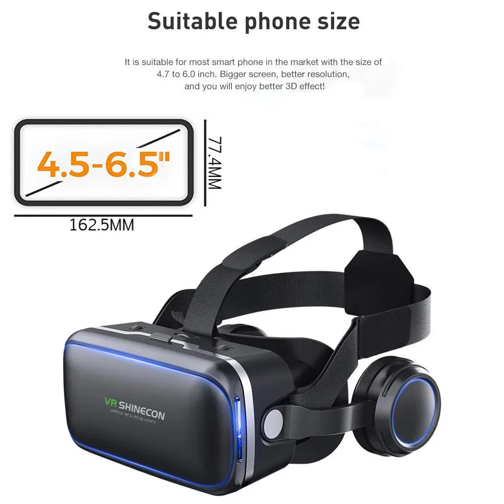 Original VR Shinecon 6.0 Virtual Reality Glasses 3D VR Glasses Stereo Helmet Headset with Remote Control for IOS Android