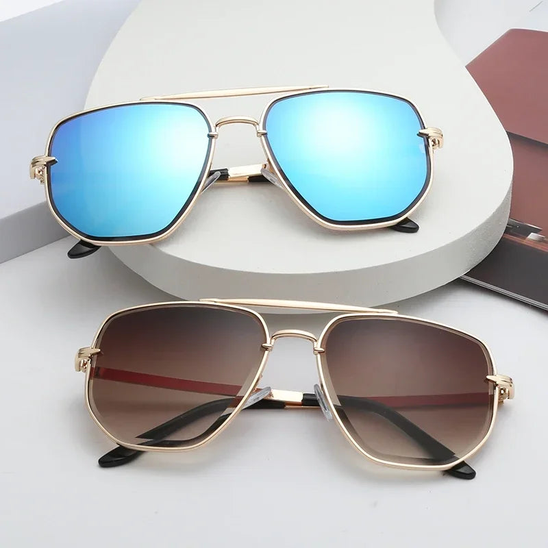 New Fashion Sunglasses Cool Men Vintage Brand Design Metal Sun Glasses Women Shades UV400 Oculos De Sol