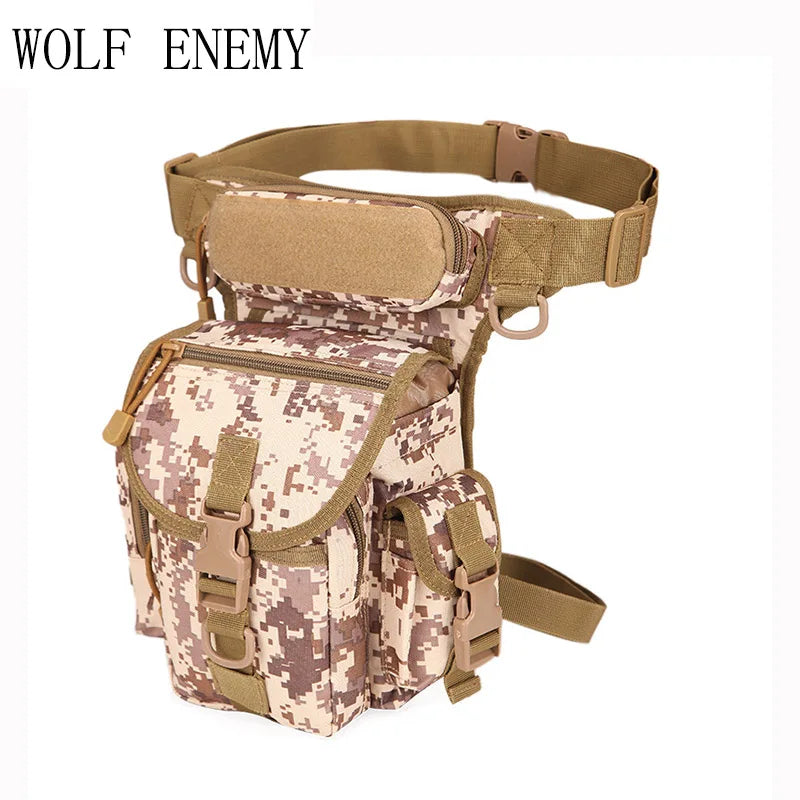 WOLF ENEMY Outdoor Sports 1000D Nylon Tactical Leg Bag Waist Leg Bag for Camping Hiking Climbing Men's Hunting Waist Pack