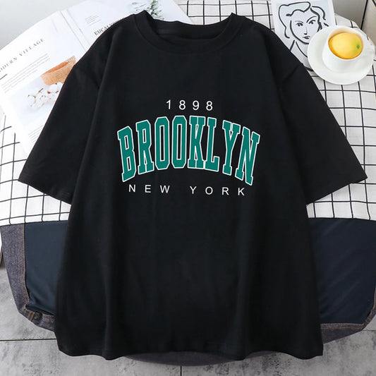1898 Brooklyn New York Letter Printed Cotton T Shirts For Man