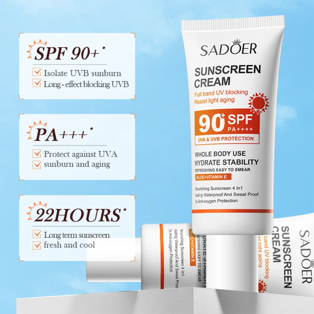 SPF 90 Sunscreen For Face Crème Solaire Sun Protection Cream Protetor Solar Para O Corpo E Rosto Güneş Kremi Clareador De Pele