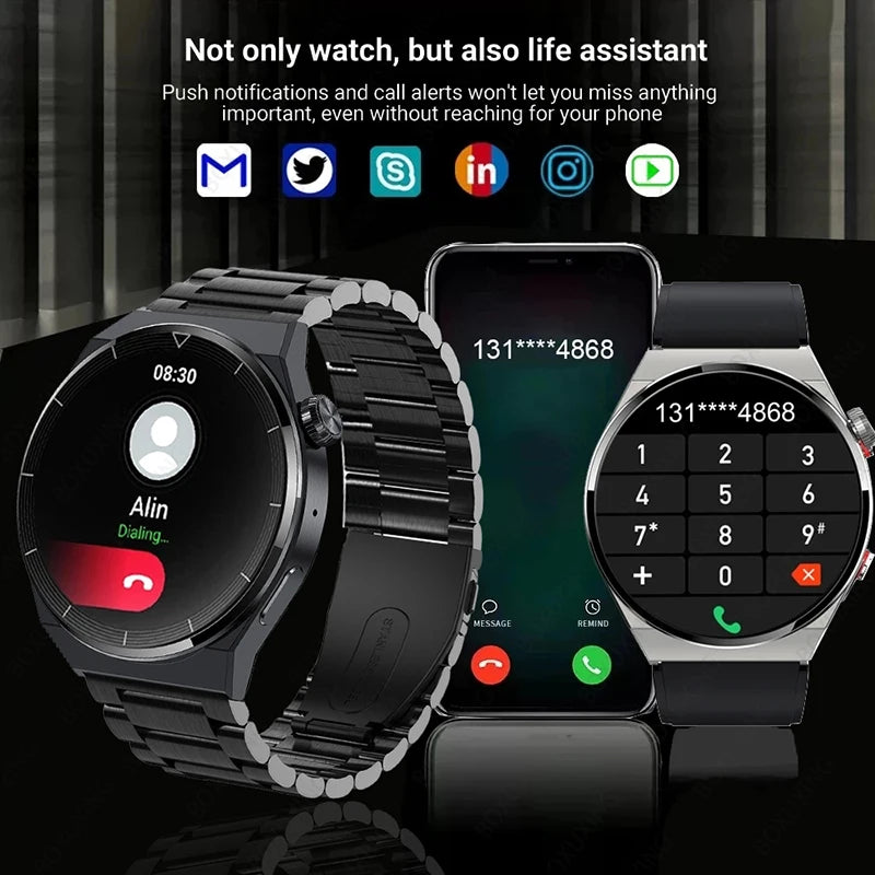 Huawei Xiaomi NFC Smart Watch Men GT3 Pro AMOLED 390*390 HD Screen Heart Rate Bluetooth Call IP68 Waterproof SmartWatch 2024