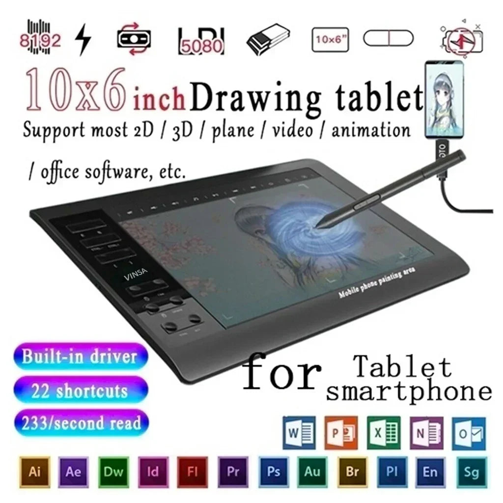 Portable Digital Tablet Connect Mobile Phone Digital Pressure Drawing Tablet Interactive Graphic Tablet For Drawing