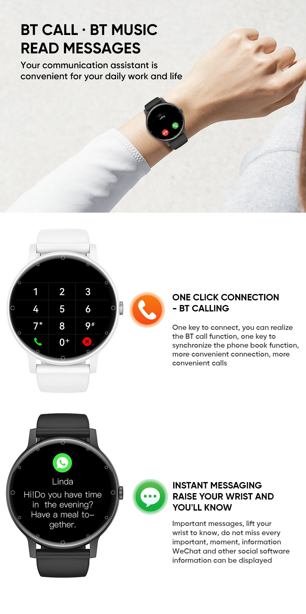 Men Smart Watch Women Bluetooth Call Reminder Photo Taking Music IP67 Sport waterproof Smart Watch+Box Music Players