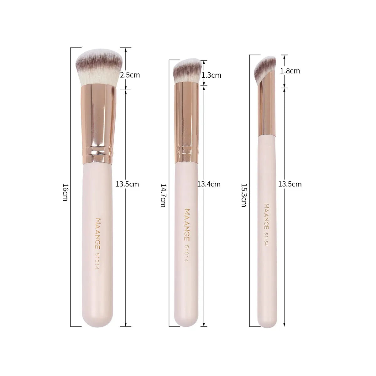 Maange 3Pcs Makeup Brushes + 2Pcs Triangle Powder Puff Set Concealer Eye Shadow Makeup Brush Blending Cosmetic Beauty Tools