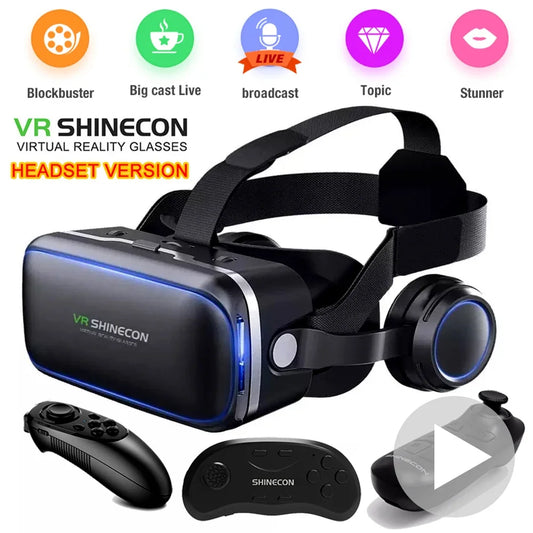 Original VR Shinecon 6.0 Virtual Reality Glasses 3D VR Glasses Stereo Helmet Headset with Remote Control for IOS Android