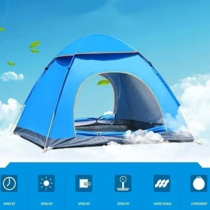 People Outdoor Fully Automatic Camping Folding Tent Beach Easy Speed Open Double Camping Equipment Nature Hike