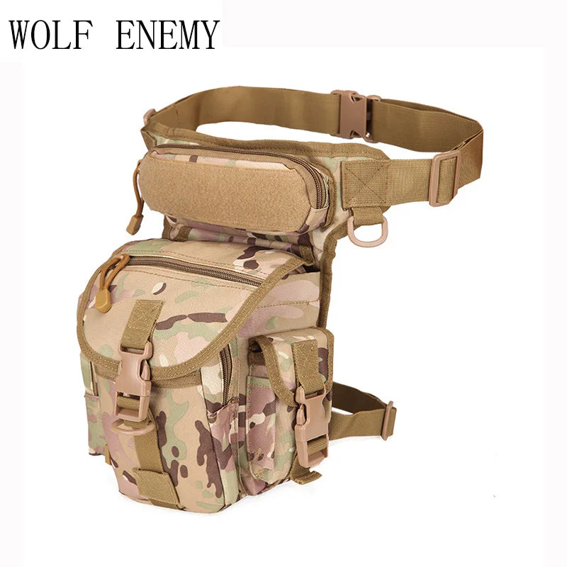 WOLF ENEMY Outdoor Sports 1000D Nylon Tactical Leg Bag Waist Leg Bag for Camping Hiking Climbing Men's Hunting Waist Pack