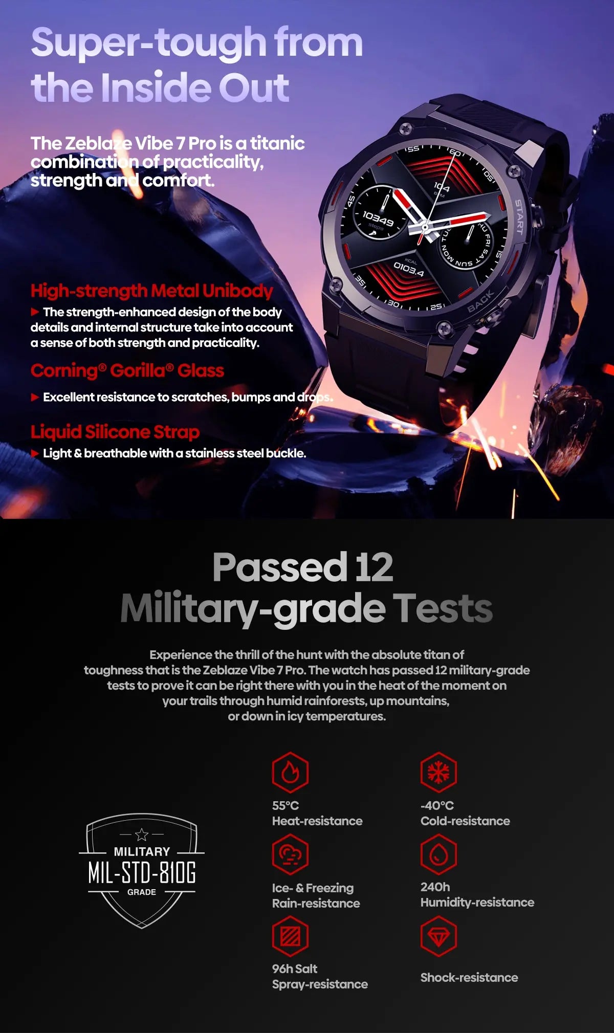 VIBE 7 PRO Voice Calling Smart Watch 1.43 Inch AMOLED Display Hi Fi Phone Calls Military Grade Toughness Watch