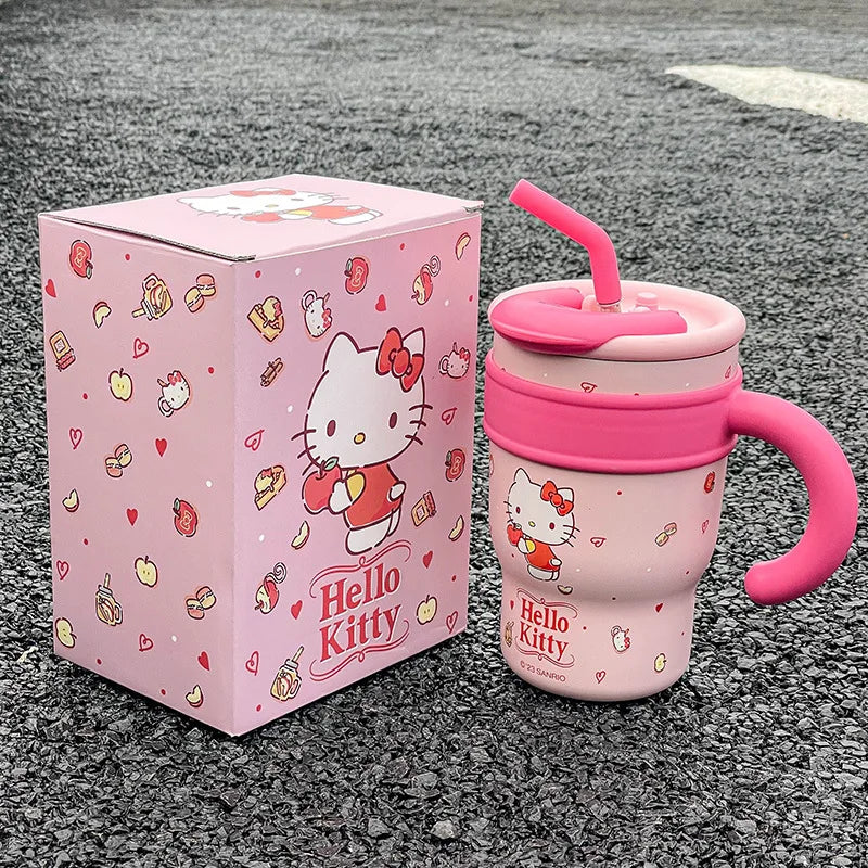 Hello Kitty Thermos Bottle for Girls Beautiful Cute Portable Large Capacity Coffee Cup Student Drinking Kettle Stainless Steel