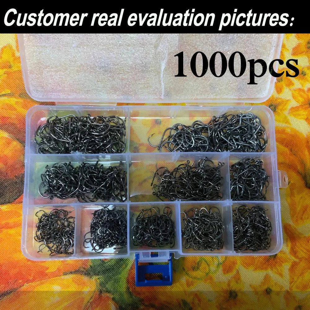 Fishing Hooks 100-1000 Pieces of Fish Hook Box Set Saltwater Fresh Water High Carbon Steel Fish Hook Accessories Fishing Gear