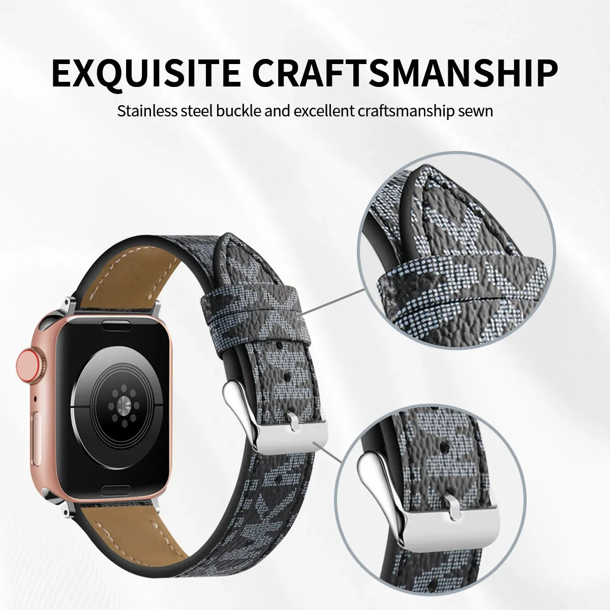 Luxury Watch Bands Compatible With Apple Watch Band 38 40mm 41mm 42mm 44mm 45mm, Designer Retro Leather Band Strap Classic Band