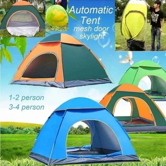 People Outdoor Fully Automatic Camping Folding Tent Beach Easy Speed Open Double Camping Equipment Nature Hike