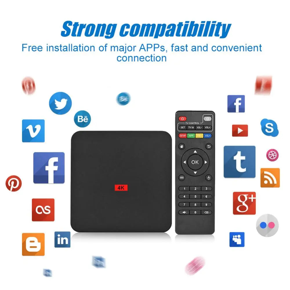 Home 1+8GB High Clarity WiFi HDMI-compatible Smart TV Box Set-Top Media Player for Android 7.1 OS